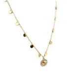 7bis [Q6249] &ndash; k&auml;sitsi valmistatud kullast Boho kaelakee (silm) &ndash; 15x15 mm kuld