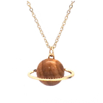 Les Tr&eacute;sors De Lily [Q8613] - Collier cr&eacute;ateur acier 'Boho' jaspe dor&eacute; (saturne) - 16x10 mm beež