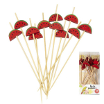 Les Tr&eacute;sors De Lily [Q3291] - Set de 20 pics ap&eacute;ritif bois 'Past&egrave;que' rouge - 12 cm punane