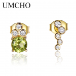 UMCHO Real Natural Peridot 925 Sterling h&otilde;bedased k&otilde;rvar&otilde;ngad naistele Daamide peoehted As&uuml;mmeetrilised k&otilde;rvar&otilde;ngad j&otilde;ulukink