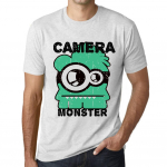 Meeste Vintage T-s&auml;rk Graafiline T-s&auml;rk Camera Monster Vintage White XS anti-flash valge v&auml;rv
