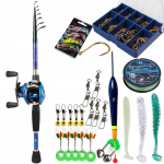 SOUGAYILANG &otilde;ngerulli kombod 1,8&ndash;2,4 m teleskoop&otilde;nge ja 17+1BB heitga p&uuml;&uuml;girull karpkalap&uuml;&uuml;gi t&ouml;&ouml;riistade jaoks 1.8m&Left handle sinine