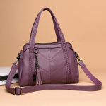 Moodne &otilde;lakott naistele luksuslik k&auml;ekott naistele retro PU nahast k&auml;ekott tuttidega naiste crossbody kott kassi k&auml;tteandmisega 31*11*22cm lilla