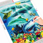 Teemantkunsti maalikomplektid Loomade kalade pildid kividest 5D DIY Teemanttikandid Hai mosaiik Kodukaunistus Full Round (20X30CM)