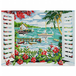 Ruudu/&uuml;mmarguse teemantv&auml;rviga paabulinnu 5D DIY mosaiik-teemanttikandid Lillepuu ristpistekomplekt Kodukaunistus Full Round 20X30CM punane