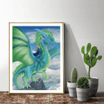 Teemantmaaling T&uuml;druk ja roheline draakon T&auml;isruudukujuline &uuml;mmargune puur 5D Teemanttikandid Mosaiik Rhinestones Kodukaunistuse pildid Full Round 20X30CM