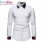 Cozy Up meeste valge vabaaja must rev&auml;&auml;riga kleit-s&auml;rk, pikkade varrukatega n&ouml;&ouml;biga s&auml;rgid Camisas De Hombre Chemise Homme S valge