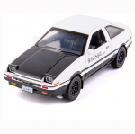 1/28 Toyota AE86 Initial D mudelauto, tsingisulamist tagasit&otilde;mmatav heli ja valgusega m&auml;nguauto lastele poisile t&uuml;drukule kingitus 15*5.8*5cm valge/must