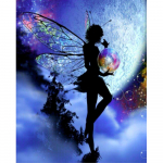 DIY 5D teemantmaal Liblikahaldjas T&auml;is&uuml;mmargune teemanttikandiga joonisfilm Kuu mosaiikpildiga p&uuml;hadekingitus Full Round 20x30CM