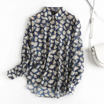 S&uuml;gispluus Naiste Inglismaa stiil hubane mood Elegantne lehtede tr&uuml;kkimine lahtine siidist lahtine Moda s&auml;rgi topid 3XL