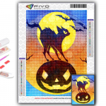 Populaarne 5D isetegemise ristpistega Halloweeni k&otilde;rvitsa ja musta kassi maalimine t&auml;ispuur-ristpistes k&auml;sit&ouml;&ouml;komplekti seinakleebis Kodukaunistus Full Round 20X30CM