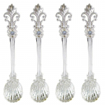 4 tk 11 cm kuninglikus stiilis metallist nikerdatud kohvilusikate komplekt Vintage laualusikad Antiiksed teelusikad kohvilusikad, supilusikakesed 4Pcs Silver