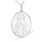 Les Tr&eacute;sors De Lily [R3800] &ndash; h&otilde;bedane ripats  Virgin Mary  valge h&otilde;bedane p&auml;rlmutter (roodiumiga kaetud) - 22x17mm valge