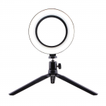260 mm LED-r&otilde;ngasvalgusti t&auml;itevalgusti fotograafia LED-selfievalgus, h&auml;mardatav kaamera telefonilamp lauaga 16cm must