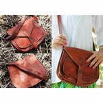 Vintage naiste ehtsast kitsenahast k&auml;ekott &Otilde;lakott Satchel Messenger Uus kott 13 x 10 x 4 inches pruun
