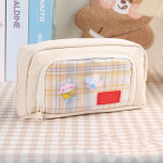 Suure mahutavusega pliiatsi&uuml;mbris Lihtne must valge pliiatsikott Mitmekihiline kirjatarvete hoiustamiskott Meigipintsli kott 22*12*8cm