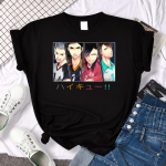 Anime Haikyuu Neli number &uuml;ks kampsunid, tr&uuml;kitud T-s&auml;rgid Naiste vabaaja suures suuruses top naiste &otilde;hukesed Jaapani t&auml;navar&otilde;ivad Harajukua s&auml;rgid S must