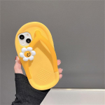 Ins Cute Sun Flower Cartoon 3D Flip-Flops &uuml;mbris iPhone'ile 14 13 12 11 Pro Xs Max X Xr 7 8 Plus Silikoonist kaitsev pehme kate For iPhone XS Max