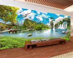Waterfall Scenery Wallpaper Landscape Seinatapeet, Elutoa Magamistoa Kodukujundus Seinatapeet 200 cm(W) x 140 cm(H)