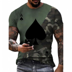 Uus suvine meeste mood T-s&auml;rk Isiklik kamuflaaž Ace of Spades tr&uuml;kitud meeste T-s&auml;rk top XS armee roheline v&auml;rv