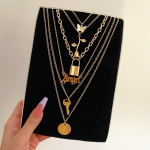 Kullav&auml;rvi metallist ketiga virnastatud kihilised ripatsikaelakeed naistele liblikas madu lilleehted