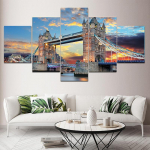 5 t&uuml;kki Maastik l&otilde;uendimaal Londoni silla p&auml;ikeseloojangu vaade Plakatid ja tr&uuml;kised Moodne elutuba Kodu seinakaunistus Ilma raamita 20x35cm*2 20x45cm*2 20x55cm*1