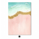 Roosa sinine rand Pilt Abstraktne Seinakunst Meremaastik Maalimine Kaasaegne maastik P&otilde;hjala plakatid ja tr&uuml;kised Elutoa sisekujundus A4 21x30cm No Frame