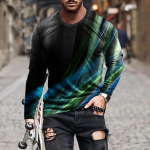 Kevade ja s&uuml;gise uus 3D mustriga mood meeste avara pullover pikkade varrukatega trendi pimestav tr&uuml;kitud meeste T-s&auml;rk 5XL
