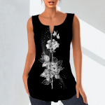 Naiste moodsad V-kaelusega s&auml;rgid vabaaja topid Naiste 3D-lilledega T-s&auml;rk, prinditud vest, suures suuruses varrukateta pluus, mantlid XS