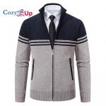 Cozy Up meeste kampsun 1/4 t&otilde;mblukuga triibuline pullover, s&uuml;gistalvise v&auml;rvi plokk-polo kampsun XL tumesinine v&auml;rv