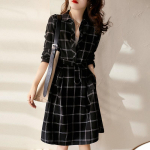 Kevadine ja s&uuml;gisene prantsuse ruuduline s&auml;rk seelik v&ouml;&ouml;kohaga &otilde;huke kleit S must