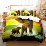 3D elevandi voodipesukomplekt hiiglaslik loomade tekikate padjap&uuml;&uuml;r 2/3 t&uuml;kki mikrokiust kangast AU180 * 210 t&auml;issuuruses kiiresti kuivav pehme kodutekstiil Baby 100x135cm