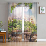 R&otilde;du Laualilled Roheline Mets T&uuml;ll Aken Kardinad Elutuba Organza Sheer Voile kardin Magamistuba K&ouml;&ouml;k Kodukaunistus W135 x H115cm x1
