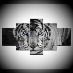 Seinakunstimaal HD-tr&uuml;kitud plakat 5 paneeliga Loomade tiigri elutuba Modulaarne l&otilde;uend Piltide raam Kodukaunistus Ilma raamita 20x35cm*2 20x45cm*2 20x55cm*1