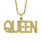 Populaarne Euroopa ja Ameerika stiilis kaelakee Moekaupmees Hip Hop Teemant Queen Letter Ripats