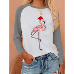 Naiste pikkade varrukatega T-s&auml;rgid 3D-j&otilde;ulutr&uuml;kiga Flamingo graafiline pullover Naiste 2023. aasta s&uuml;gis, uus mood, vabaaja Y2k topsid T-s&auml;rgid 3XL