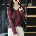 Pullover kampsun Uus V-kaelusega pullover, pikkade varrukatega kootud aluskarv Naiste kampsunid Mitmek&uuml;lgne aluspesu kampsunid top naistele One Size must