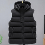 Moodne soe polsterdatud vest meestele Uued paksud varrukateta jakid kapuutsiga lukuga Suures suuruses mantlid meestele Talvine vest 3XL must