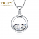 Poolringikujuline kaelakee Lihtne tsirkoonist kaelakee ripats valge