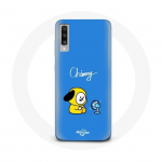 Coque pour Samsung Galaxy A70 Bangtan BTS BT21 Chimmy Jimin Fond Bleu