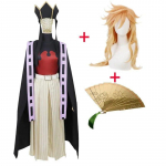 Kimetsu No Yaiba Demon Slayer Juuni Kitsuki Douma Cosplay kost&uuml;&uuml;m Halloweeni karnevali rekvisiidid Lotus Imprint Kokkupandav ventilaator t&auml;iskasvanutele XXXL-(Full set+wig)