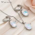 Moodne munakujuline ovaalne kristallist tilkk&otilde;rvar&otilde;ngad ehtekomplektid naistele roosa kullav&auml;rvi ripats kaelakee kingitus