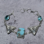 Natural Republic Larimar,Sinine Topaas Kivi 925 Sterling H&otilde;be K&auml;ev&otilde;ru 7-8 b6Y50