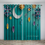 2tk Ramadan Moon Palace rippuv valgustr&uuml;kiga pooll&auml;bipaistev kardin elutuba magamistoa varrastega taskukardin kontori sisekujunduseks W50xH130(CM)x2PCS-Rod pocket