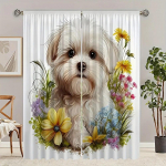 2tk S&otilde;brap&auml;eva s&uuml;dame &otilde;hupall akvarellv&auml;rviga maalitud Valance Print l&auml;bipaistvad kardinad Mitme stseeni varrastega taskudekoratsiooniga kardinad W50xH130(CM)x2PCS-Rod pocket