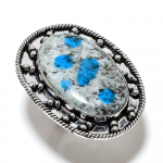 Natural K2 Azurite Gemstone Handmade 925 Sterling Silver Ring Size 8.5 u8q46