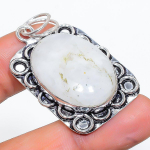 Natural Rainbow Moonstone Handmade 925 Sterling Silver Pendant 1.85 a3g17