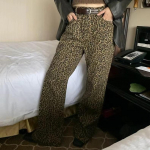 T&auml;navaleopardimustriga lainelised teksad K&otilde;rge v&ouml;&ouml;kohaga &otilde;hukesed laia s&auml;&auml;rega jalutusp&uuml;ksid Isiksus Retro vabaaja p&uuml;ksid XL leopard