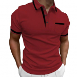 Meeste Suvine S&auml;rk Alla keeratav krae N&ouml;&ouml;pidega L&uuml;hikeste varrukatega Kontrastv&auml;rvi Pealepandud tasku Hingav Pullover Slim Fit Keskmise pikkusega Vabaaja Igap&auml;evane Top 3XL tumesinine v&auml;rv