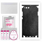 apgo Protective Skin Sticker for the back+sides compatible with Xiaomi Mi 6, Full Wrap Film, Foil, Vinyl - Pattern Black Leather